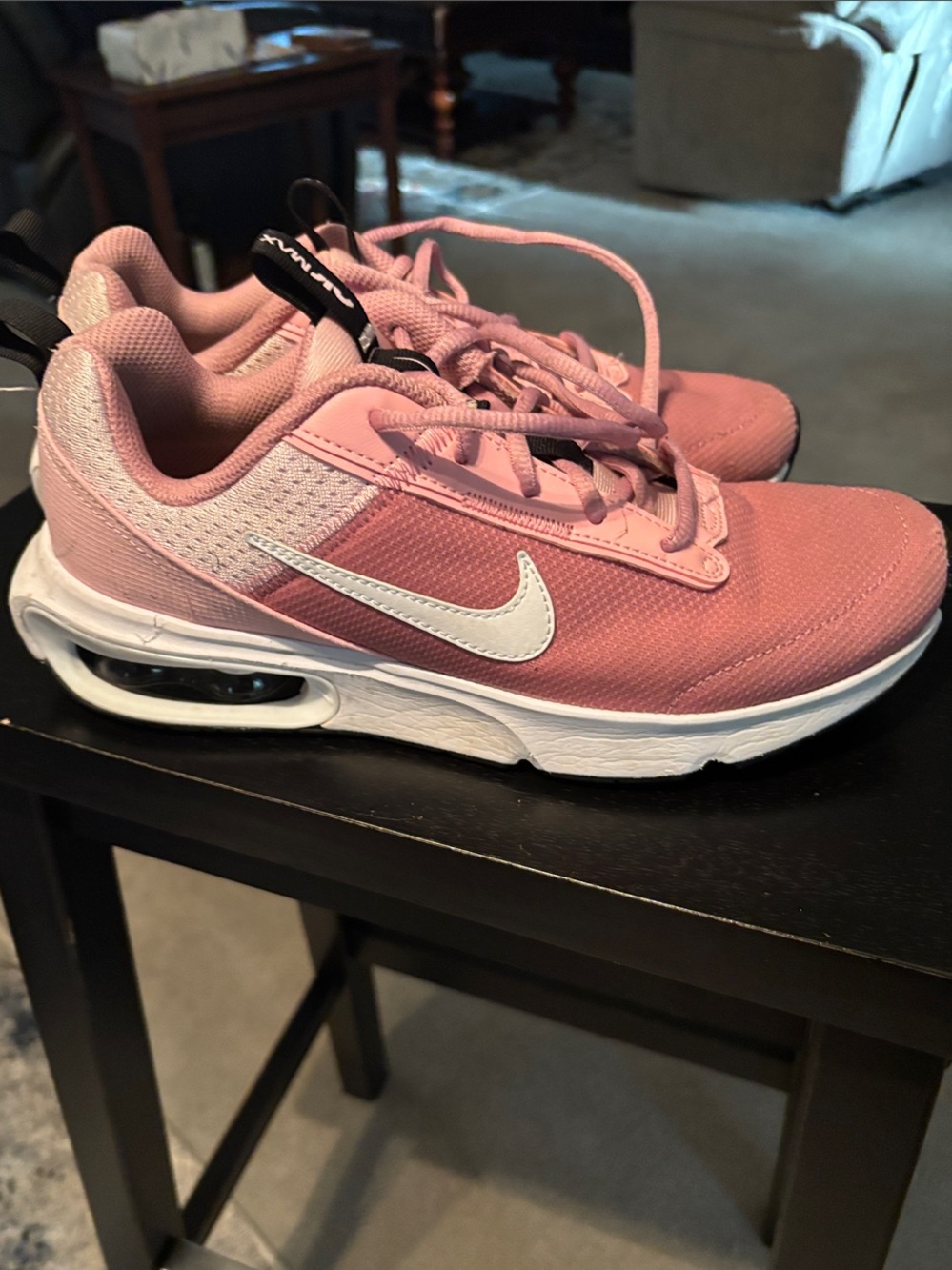 Nike Women's Pink and White Air-cushion Running Sneakers